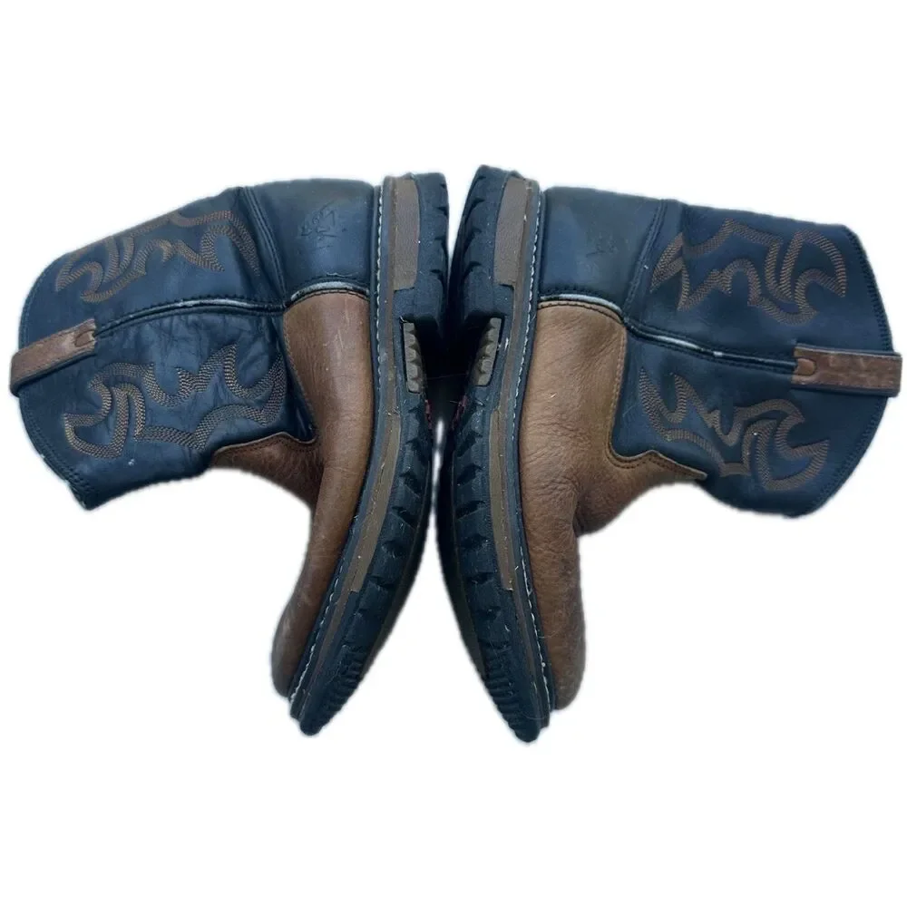 Rocky Kid's Original Ride Western Two Tone Full Grain Leather Boots 3.5 M